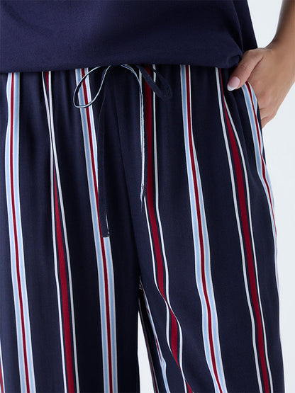 Wunderlove Navy Striped High-Rise Pants