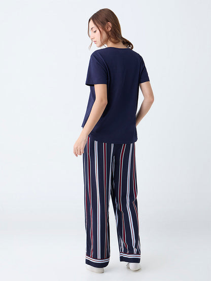 Wunderlove Navy Striped High-Rise Pants