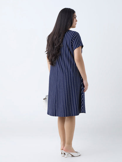 Gia Navy Stripe Shift Dress