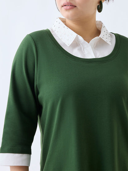 Gia Dark Green Embellished Top
