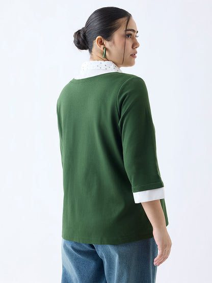 Gia Dark Green Embellished Top