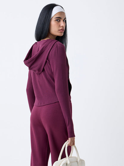 Studiofit Plum Ribbed-Textured Cotton-Blend Jacket