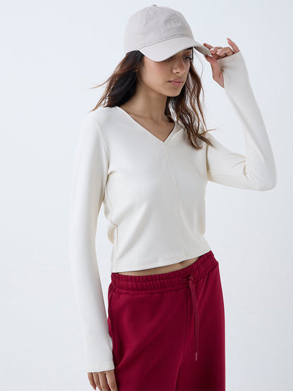 Studiofit Off-White Ribbed T-Shirt