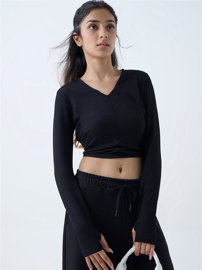 Studiofit Black Ribbed T-Shirt
