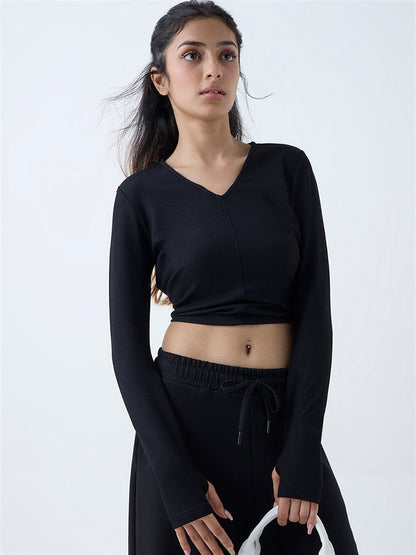 Studiofit Black Ribbed T-Shirt