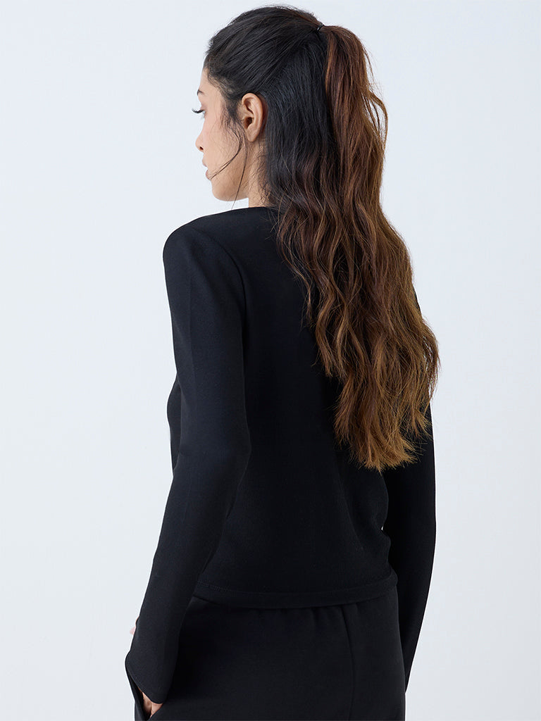 Studiofit Black Ribbed T-Shirt