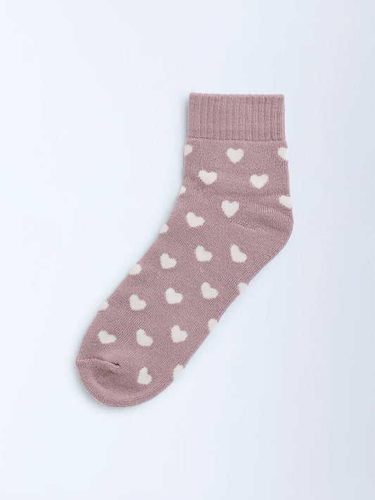 Superstar Dusty Pink Heart Design Cotton-Blend Socks