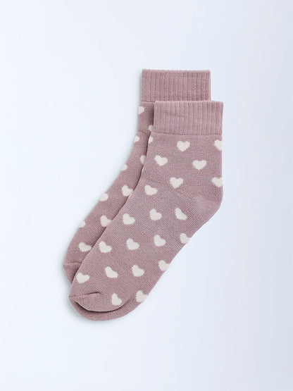 Superstar Dusty Pink Heart Design Cotton-Blend Socks