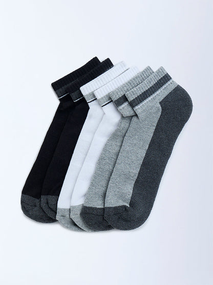 WES Lounge Grey Trainers Cotton-Blend Socks - Pack of 3