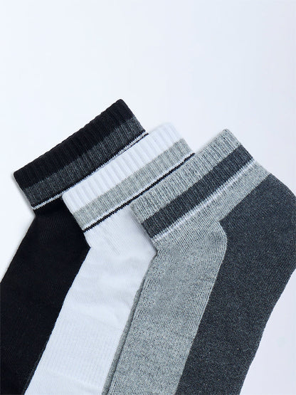 WES Lounge Grey Trainers Cotton-Blend Socks - Pack of 3