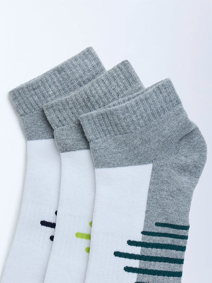 WES Lounge Grey Trainers Cotton-Blend Socks - Pack of 3
